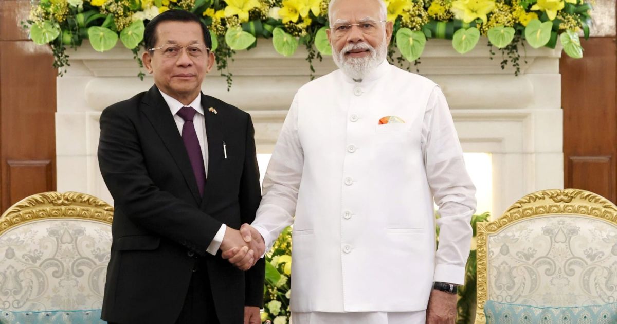 Myanmar President U Min Aung Hlaing (left) and Indian Prime Minister Narendra Modi in their bilateral meeting in New Delhi, India on Monday, 1 June 2026 (Photo/X/PM Modi)